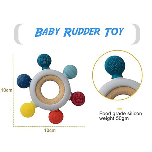 Premium Silicone & Wood Baby Teether – BPA-Free Teething Toy for 3+ Months Baby