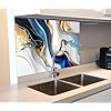 Blue Gold Marble Peel & Stick Wallpaper – Waterproof, Oil-Proof, DIY Decor