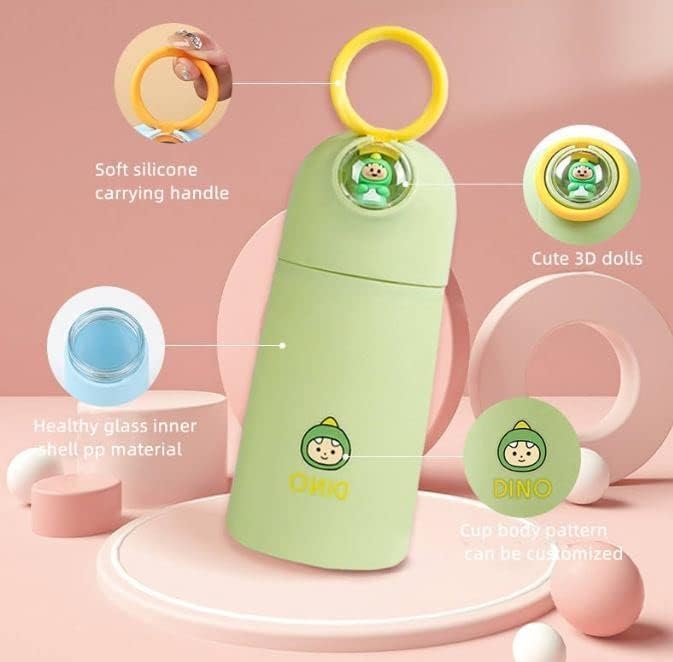 Cute Animal Water Bottle | Glass Insulated Vacuum Flask | 350ml