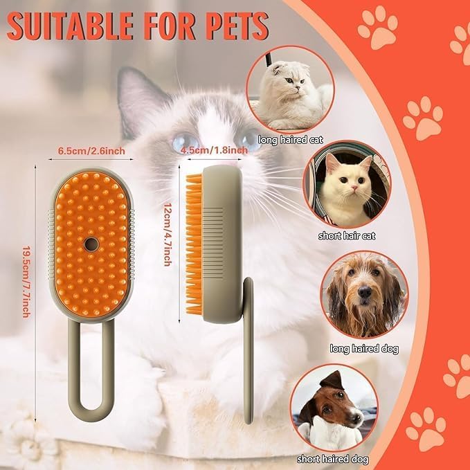 3-in-1 Steam Brush for Dogs & Cats – Groom, Detangle & Massage