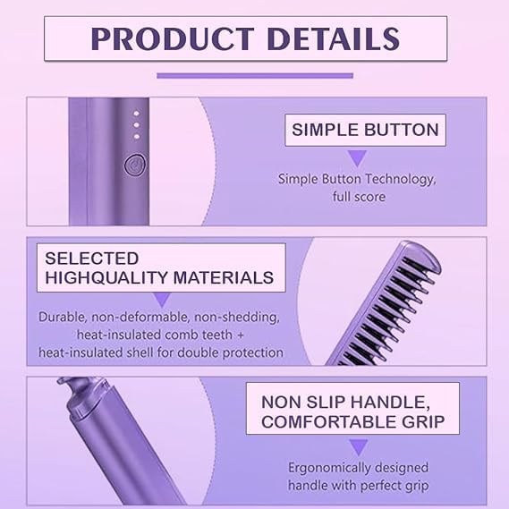 Mobile Heat Comb-Wireless Electric Hair Straightening Comb