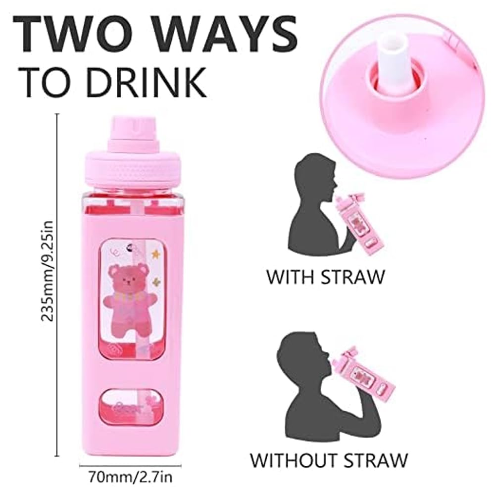 Kawaii Cute 700ml Water Bottle – Leakproof BPA-Free with Straw & Stickers