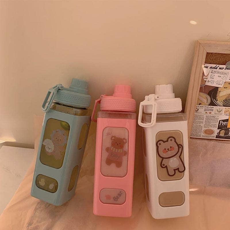 Kawaii Cute 700ml Water Bottle – Leakproof BPA-Free with Straw & Stickers