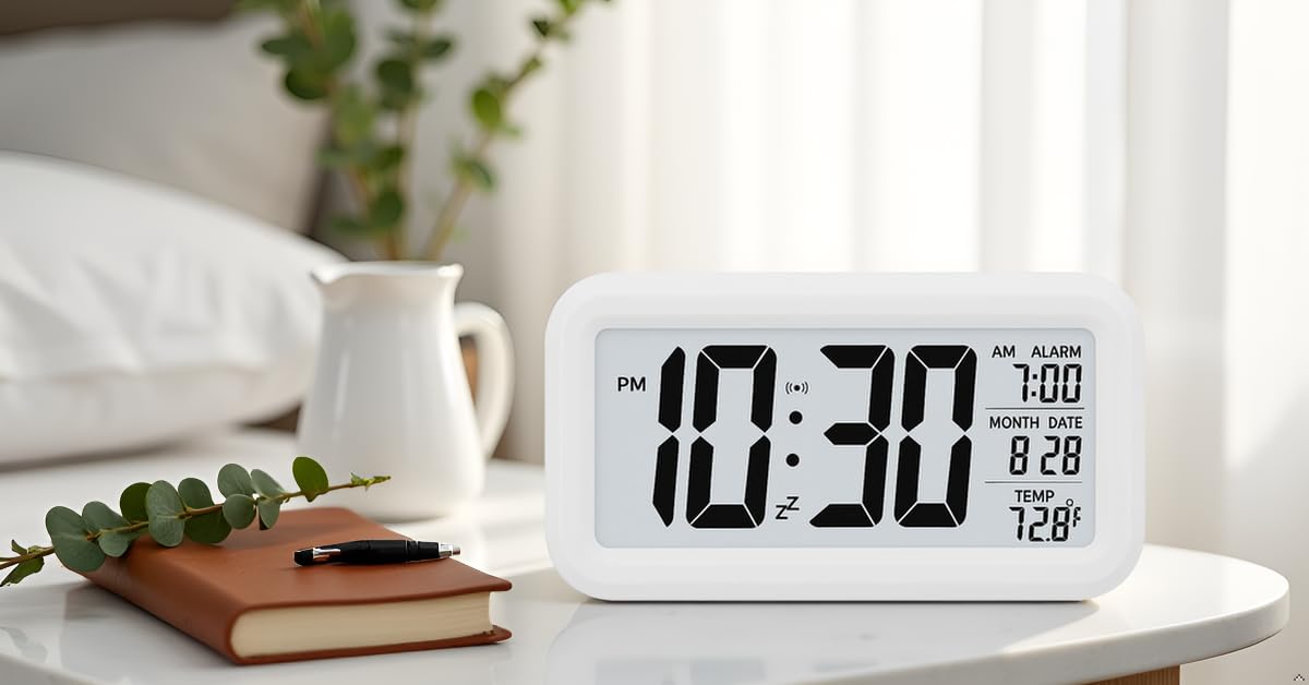 LED Digital Alarm Clock  with Automatic Sensor, Date & Temperature.