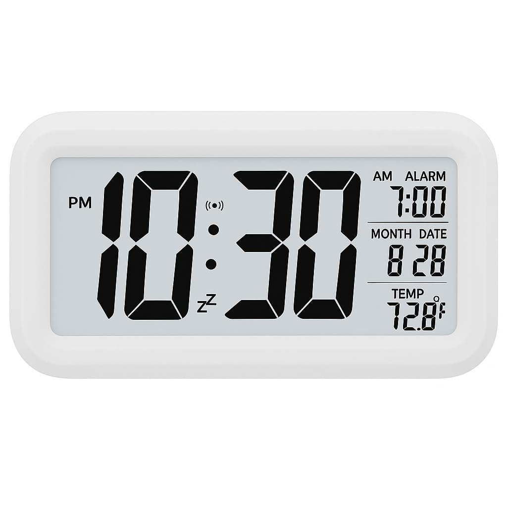 LED Digital Alarm Clock  with Automatic Sensor, Date & Temperature.