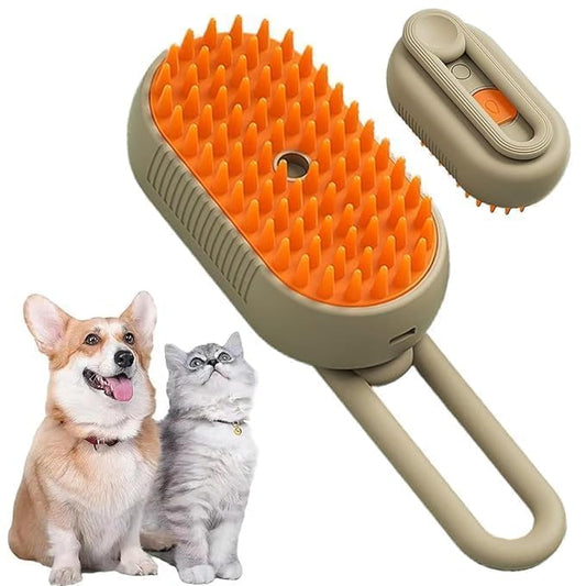 3-in-1 Steam Brush for Dogs & Cats – Groom, Detangle & Massage