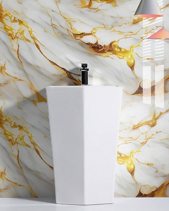 Premium White & Golden Marble Peel & Stick Wallpaper – Luxury, Waterproof, Easy Installation