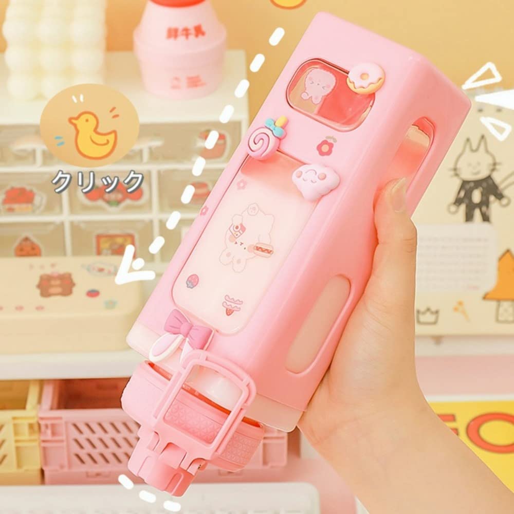 Kawaii Cute 700ml Water Bottle – Leakproof BPA-Free with Straw & Stickers