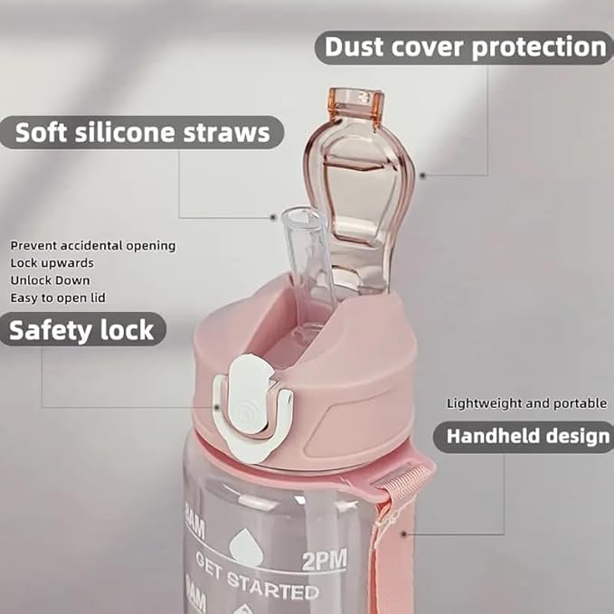 HydraGlow Motivational Water Bottle – 1L Sipper
