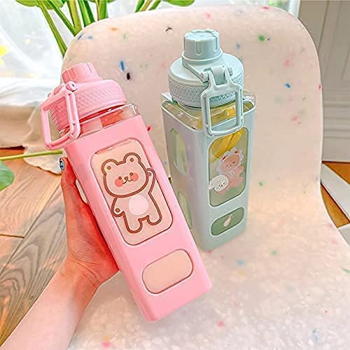 Kawaii Cute 700ml Water Bottle – Leakproof BPA-Free with Straw & Stickers