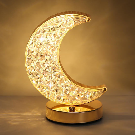 Crystal Half Moon Night Lamp- LED Crescent Moon Light with Diamond Effect