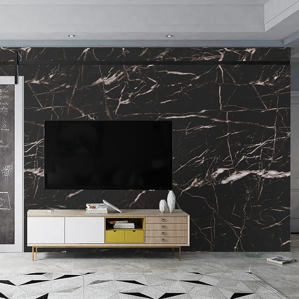 DIY Black Marble Peel & Stick Wallpaper β Waterproof, Self-Adhesive