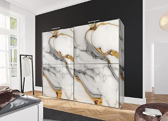 Golden White Peel & Stick Wallpaper – Waterproof & Oilproof Wall & Furniture Stickers