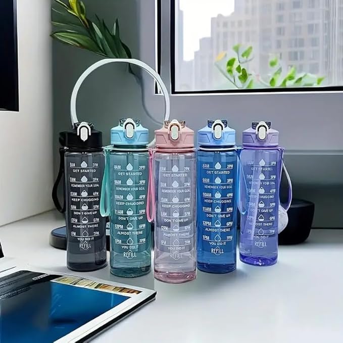 HydraGlow Motivational Water Bottle – 1L Sipper