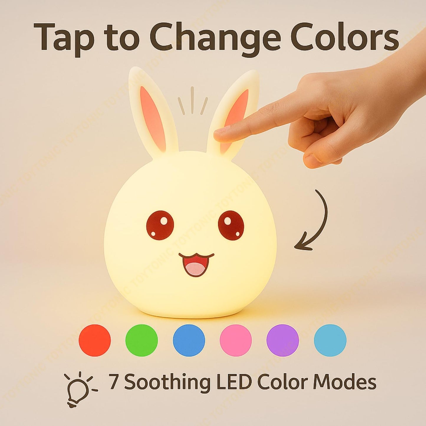 BrightRabbit Touch LED Night Lamp – 7-Color Soft Glow