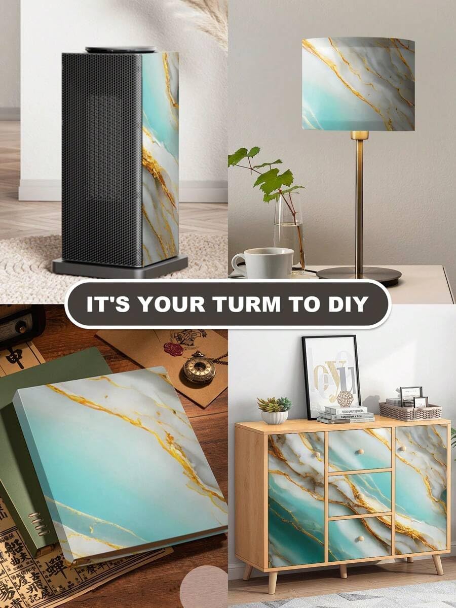 Premium Blue & Gold Marble Peel & Stick Wallpaper – DIY Vinyl Wall & Furniture Stickers