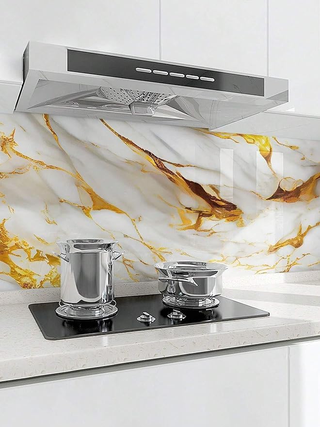 Premium White & Golden Marble Peel & Stick Wallpaper – Luxury, Waterproof, Easy Installation