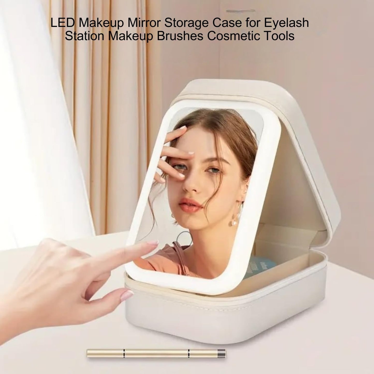 Travel Makeup Bag with LED Mirror- 3  color adjustable lighting