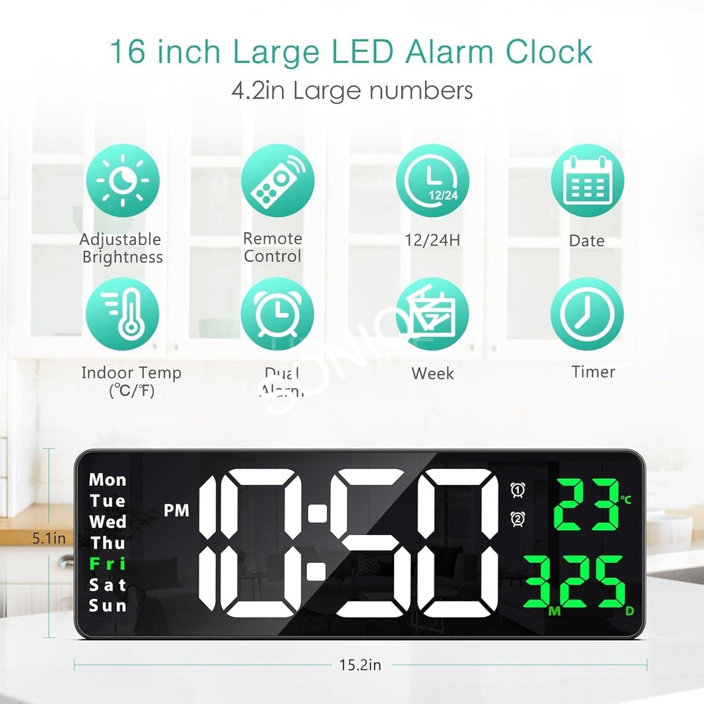 GlowTime LED Digital Clock – Remote & Night Light
