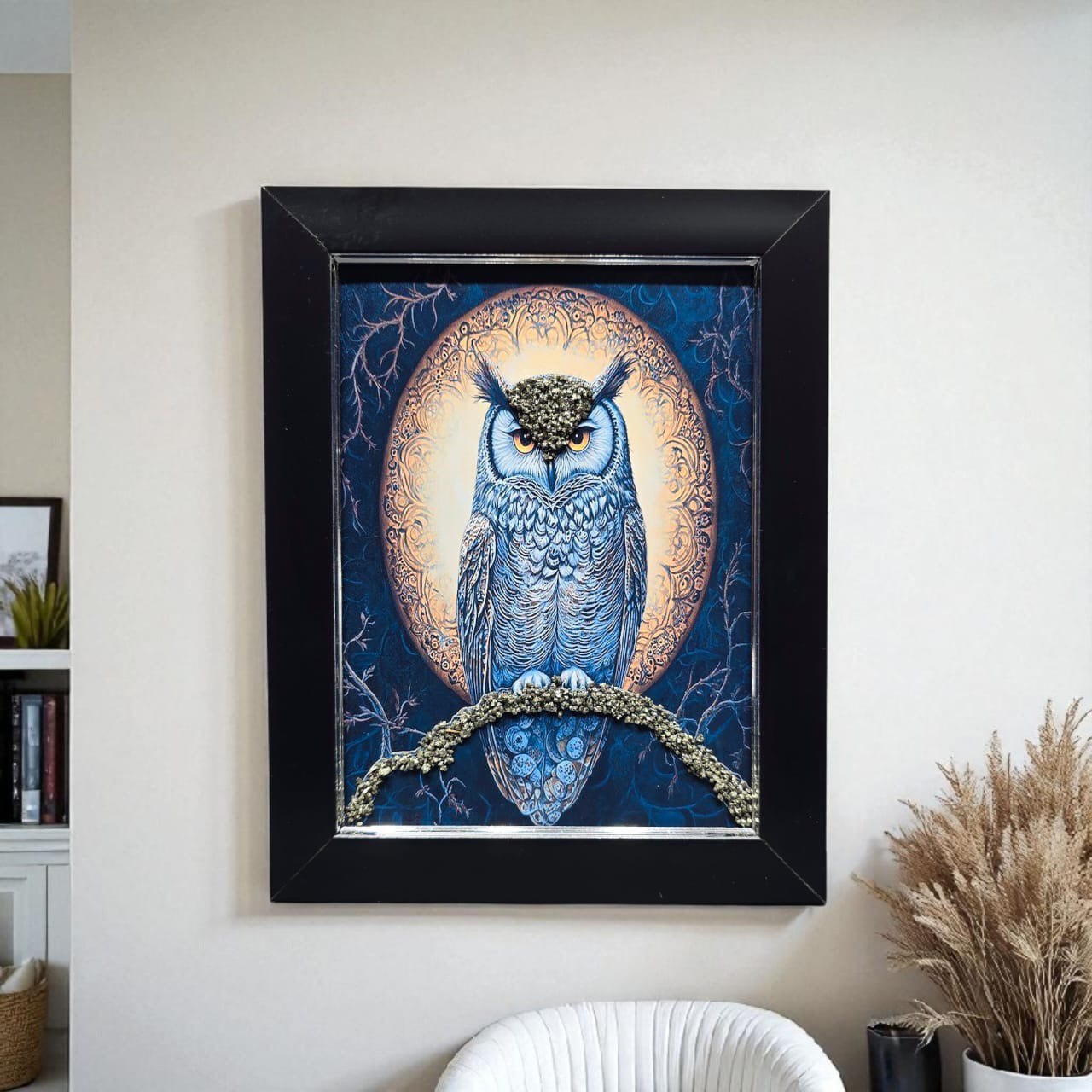 Pyrite Owl Frame – Wisdom, Wealth & Protection in One Elegant Display