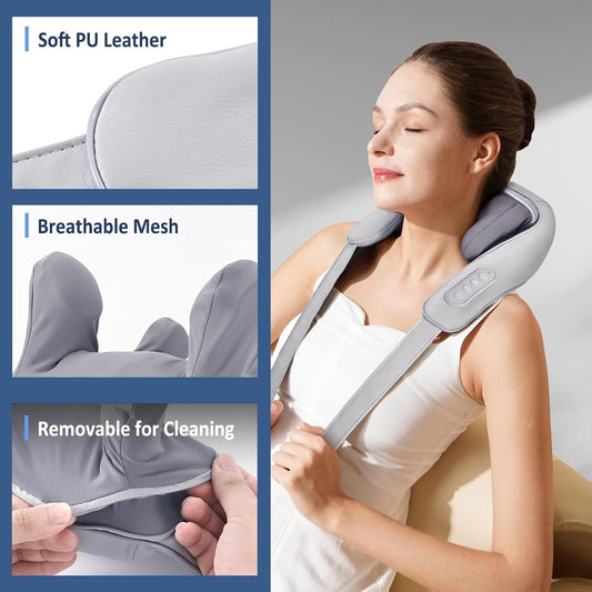 PureRelief™ Heated Neck & Back  Cordless  Massager | Deep Tissue Relief