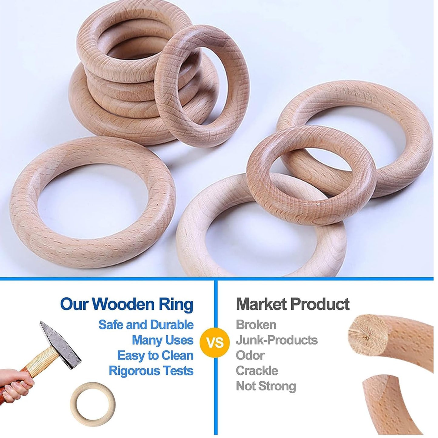 Premium Silicone & Wood Baby Teether – BPA-Free Teething Toy for 3+ Months Baby