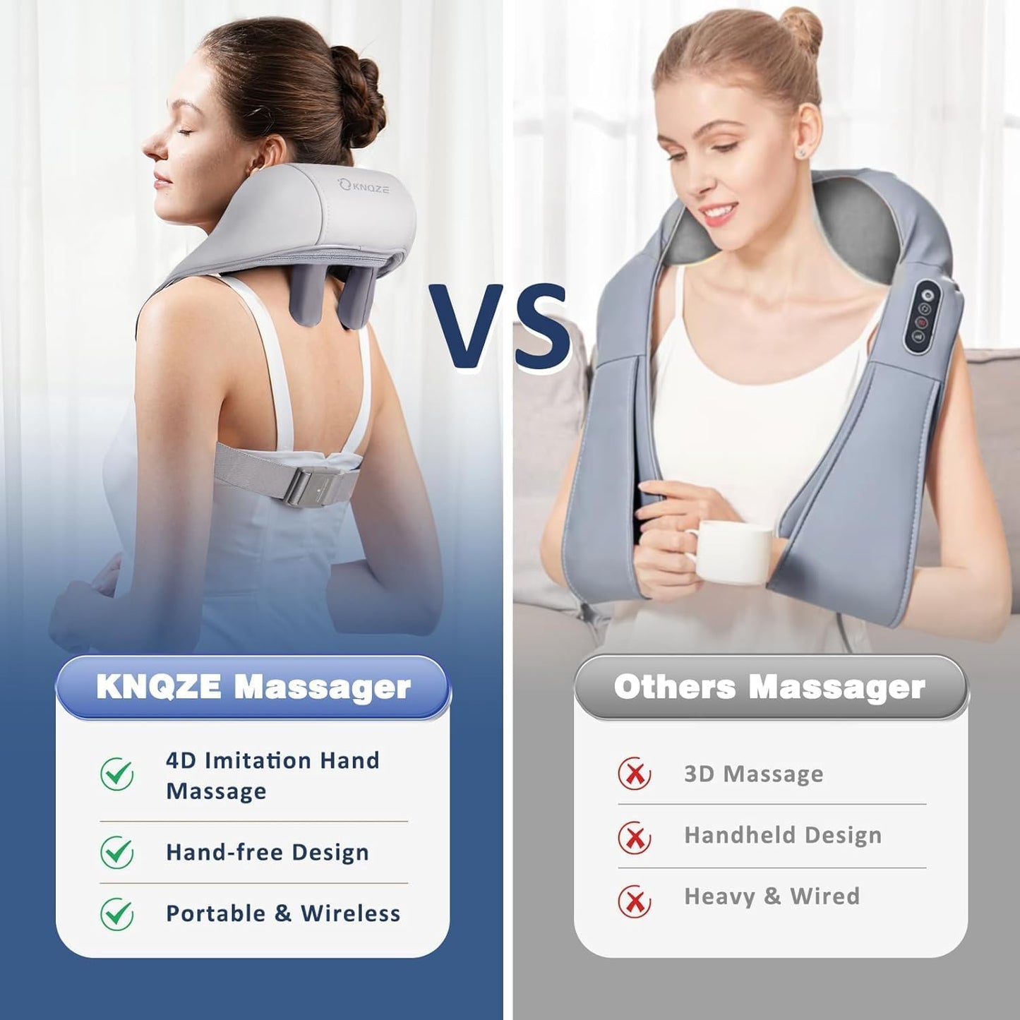 PureRelief™ Heated Neck & Back  Cordless  Massager | Deep Tissue Relief