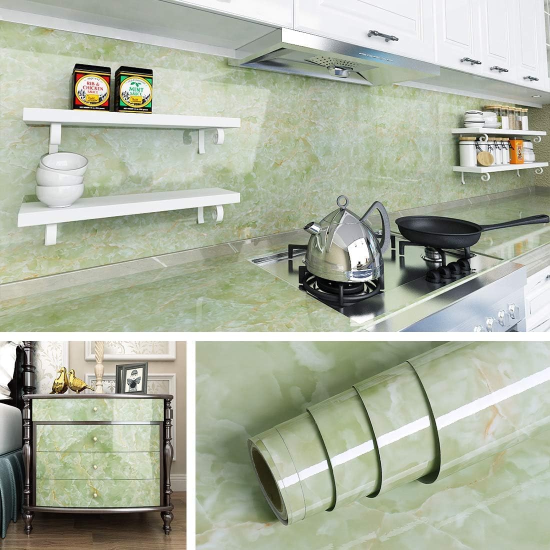 Italian Green Marble Self-Adhesive Wallpaper – Peel & Stick Vinyl