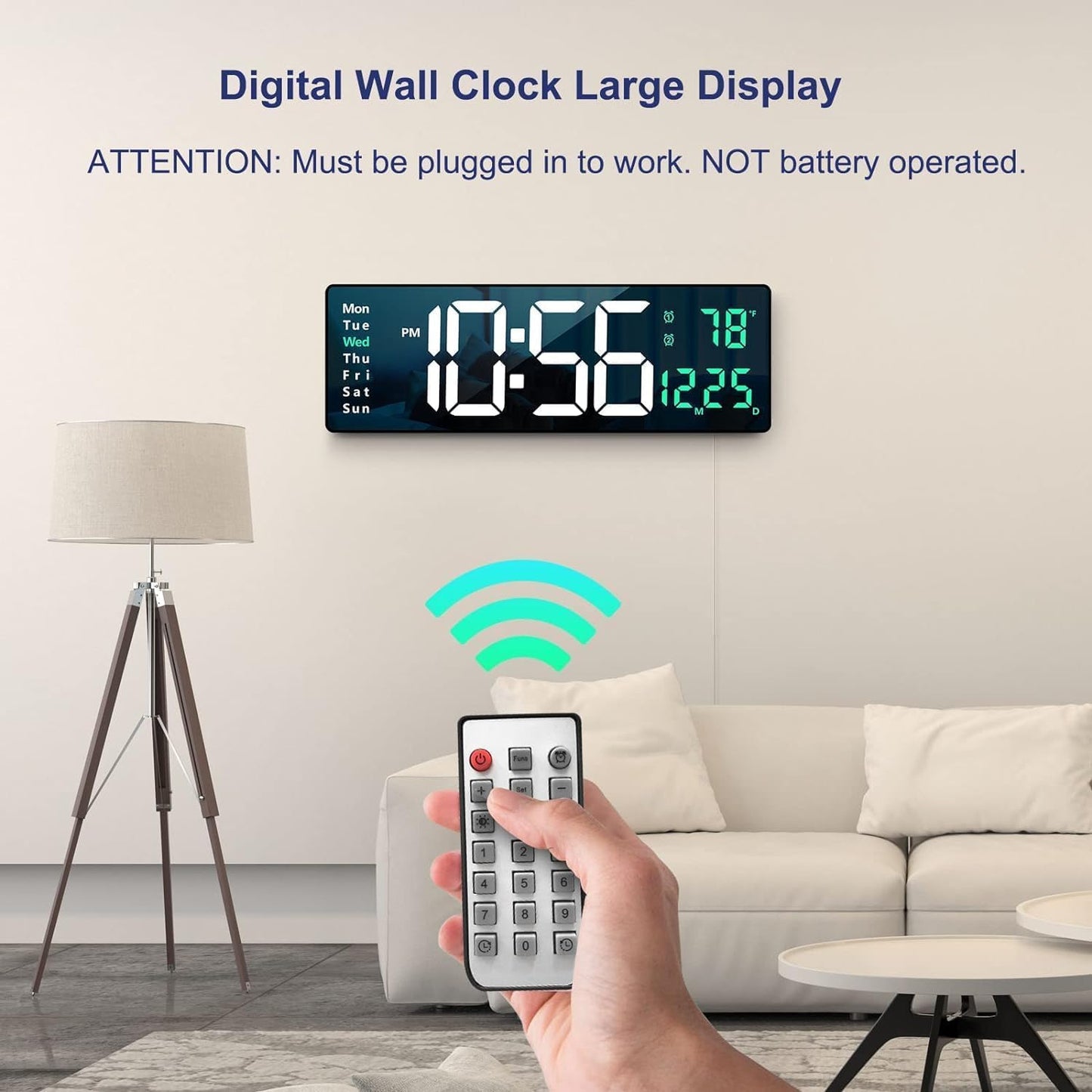 GlowTime LED Digital Clock – Remote & Night Light
