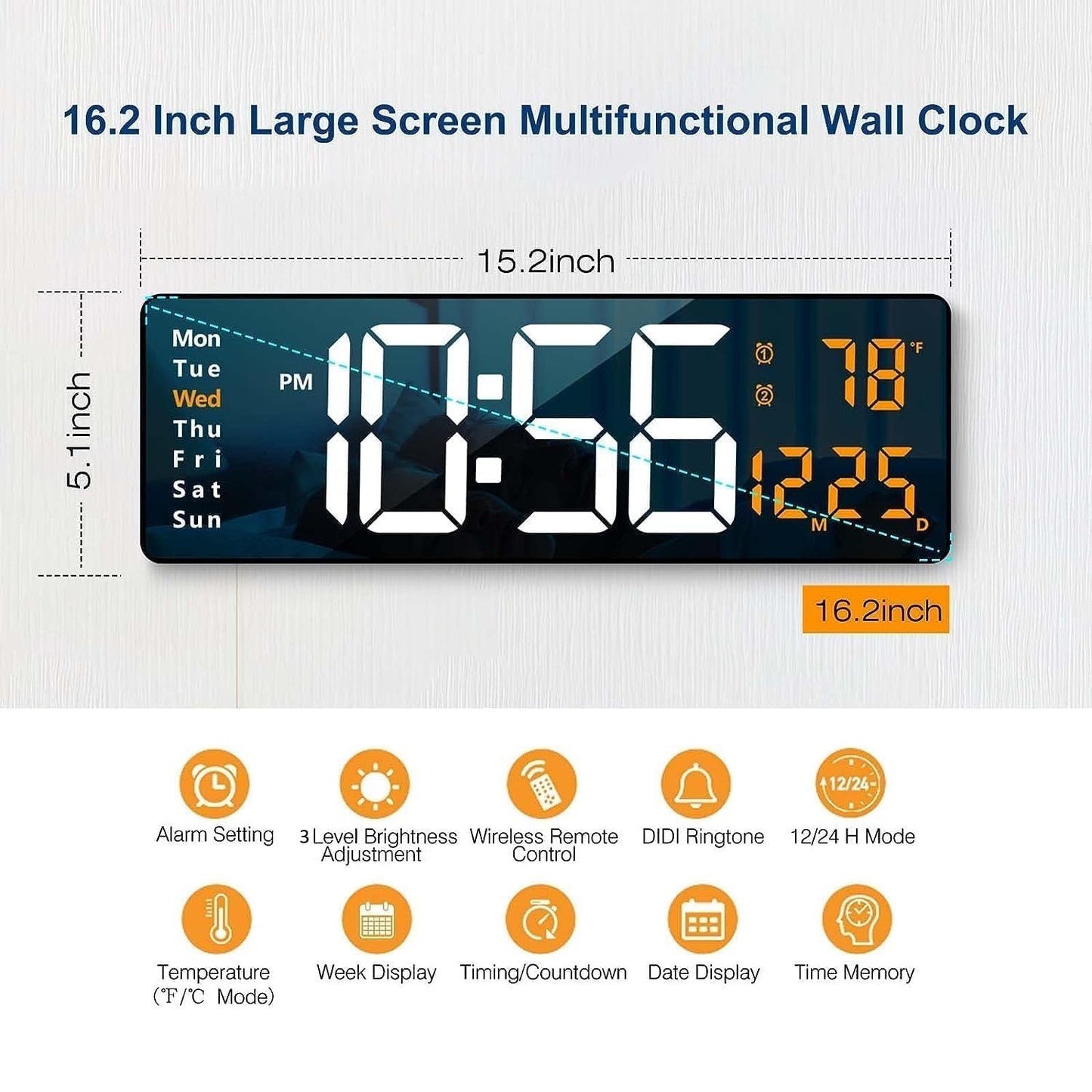 GlowTime LED Digital Clock – Remote & Night Light