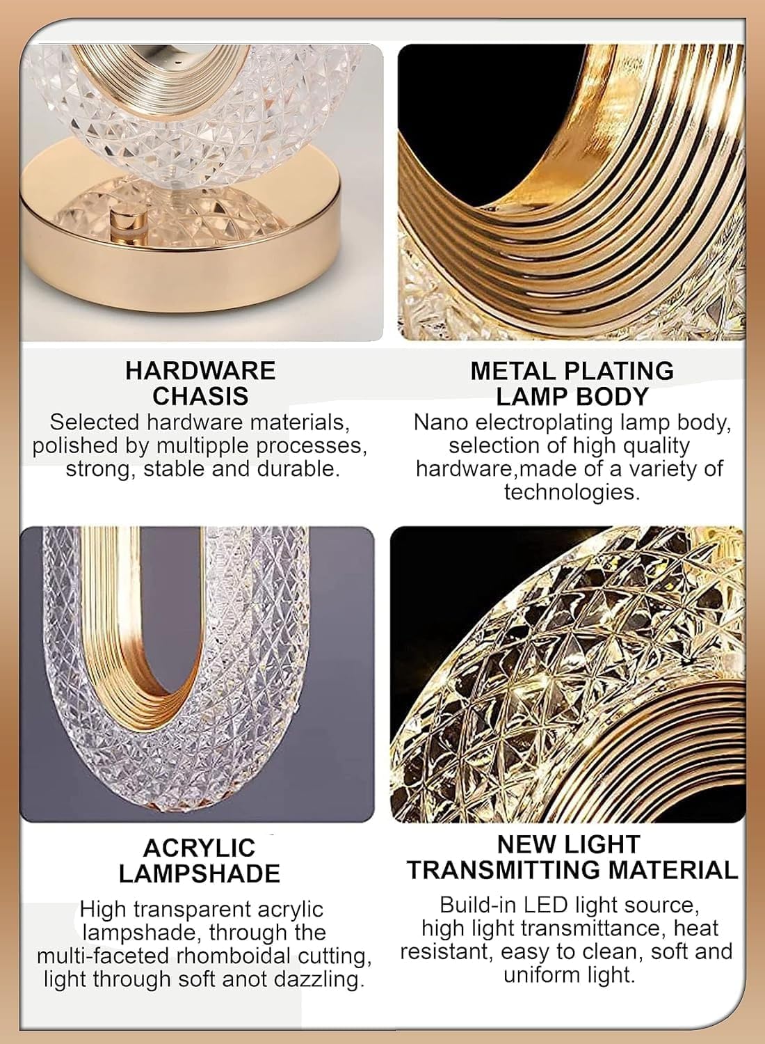 Oval Acrylic Crystal Lamp| Touch Control Desk Night Light