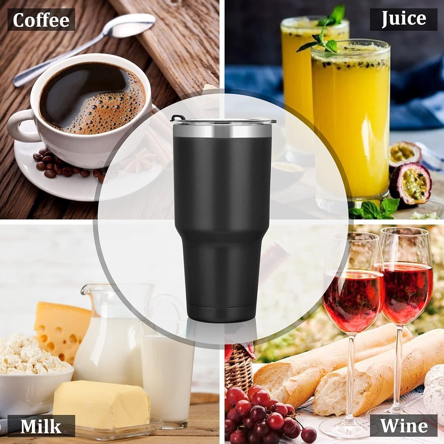 Tumbler with Straw & Lid - Stainless Steel Vacuum Insulated Water Bottle