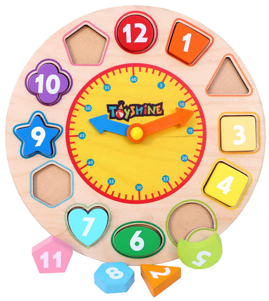 Toyshine Wooden Premium Learning Clock – Montessori Educational Toy for Kids