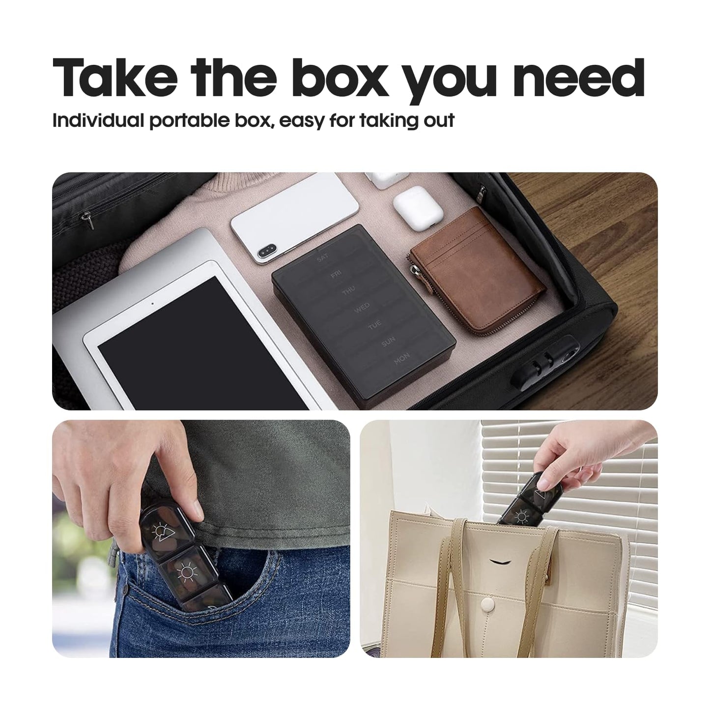 Premium Weekly Pill Organizer 3 Times a Day| Portable Travel Pill Box -7 Day