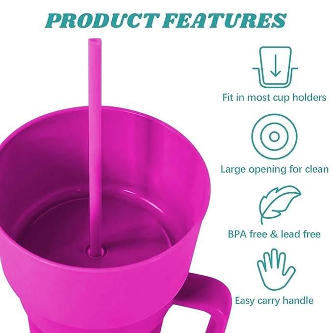 2-in-1 Dual Drink Snack Cup – 900ml | Leak-Proof, Travel-Ready, Super Cute