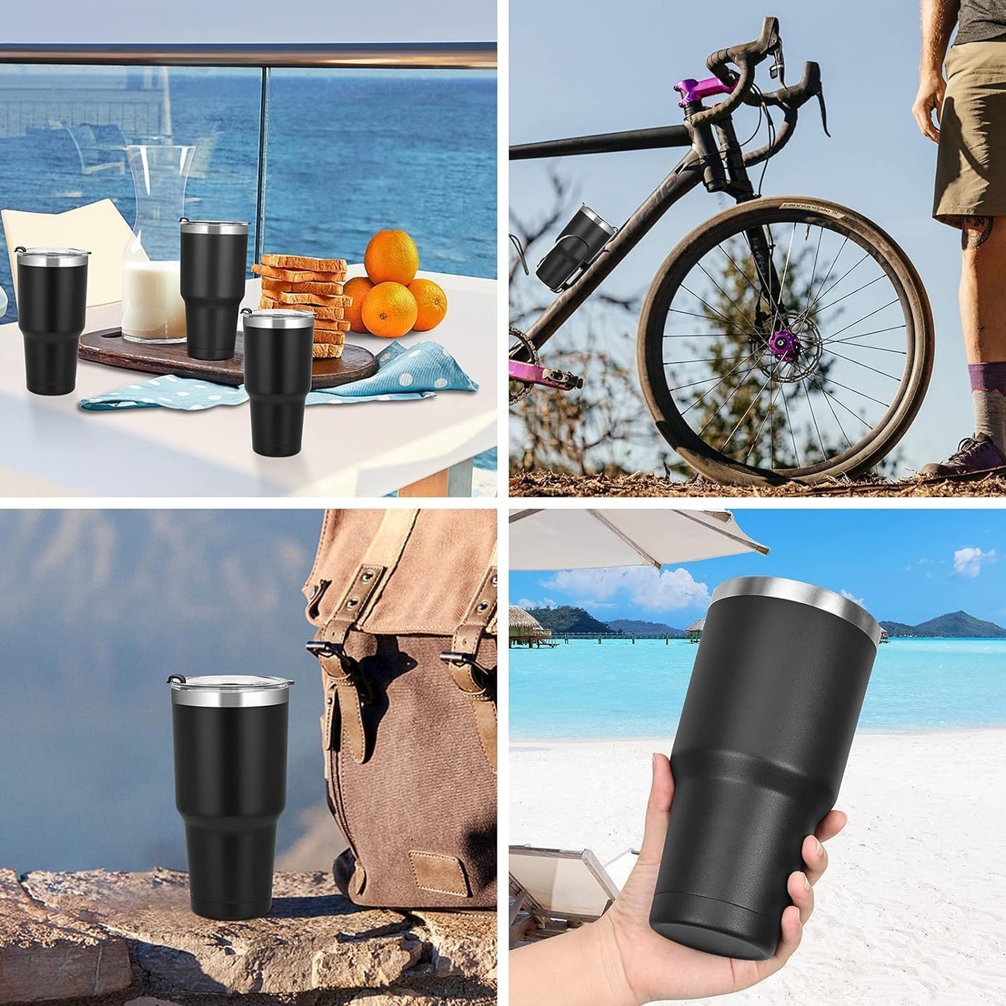 Tumbler with Straw & Lid - Stainless Steel Vacuum Insulated Water Bottle