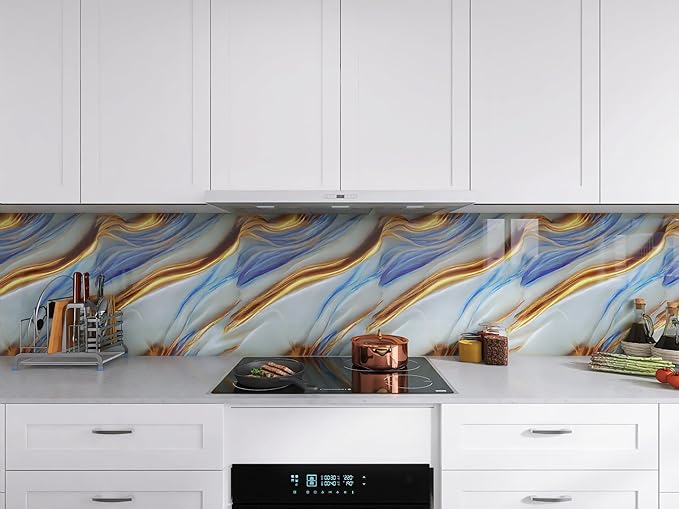 Italian Golden Blue Lava Marble Wallpaper – Self-Adhesive, Waterproof