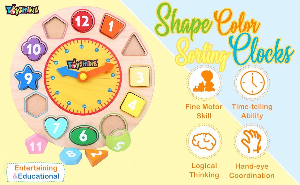 Toyshine Wooden Premium Learning Clock – Montessori Educational Toy for Kids