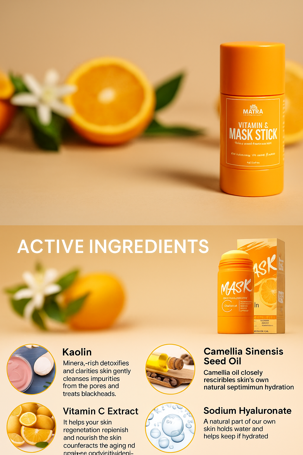 Purifying Orange Vitamin C Clay Face Mask Stick β 42g