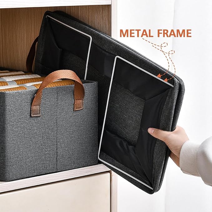 Wardrobe Organizer for Clothes with Metal Frame Rectangle Storage Baskets