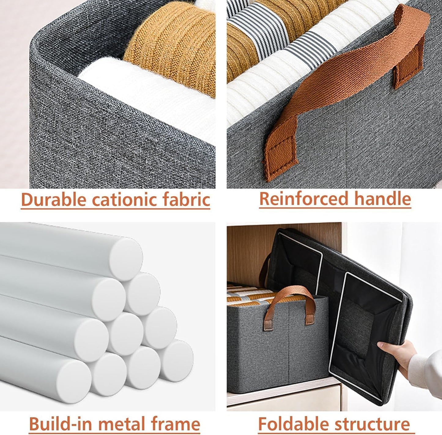 Wardrobe Organizer for Clothes with Metal Frame Rectangle Storage Baskets