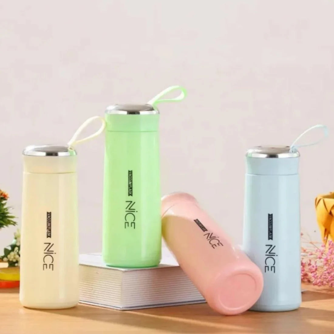 Premium Glass & Plastic "NICE" Water Bottle – 400ml Leak-Proof – Durable & Eco-Friendly