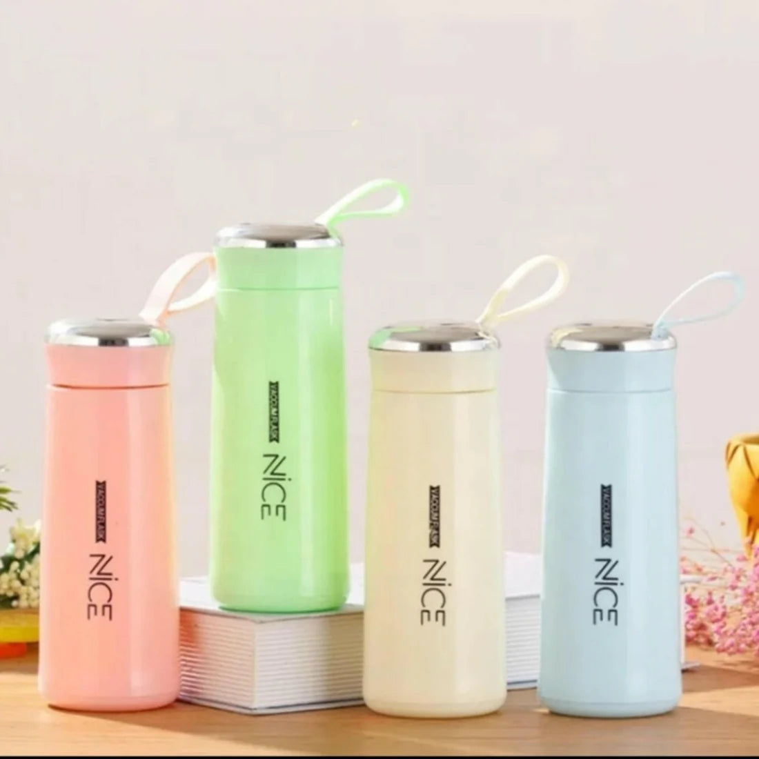 Premium Glass & Plastic "NICE" Water Bottle – 400ml Leak-Proof – Durable & Eco-Friendly