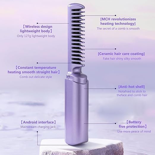 Mobile Heat Comb-Wireless Electric Hair Straightening Comb