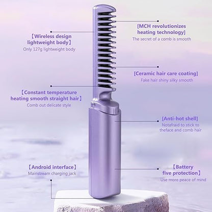 Mobile Heat Comb-Wireless Electric Hair Straightening Comb