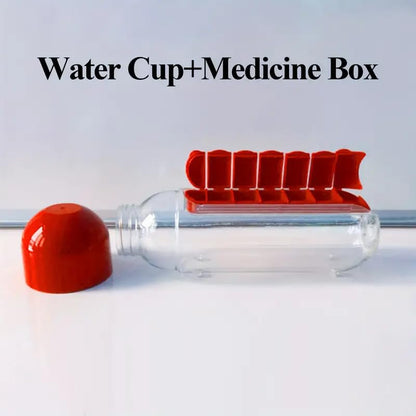 2-in-1 Pill and Water Bottle Organizer for Daily Medication, Supplementation, Hydration