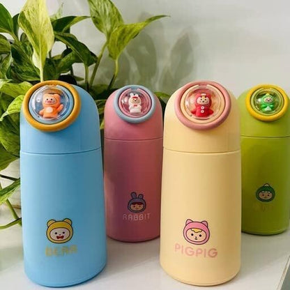 Cute Animal Water Bottle | Glass Insulated Vacuum Flask | 350ml
