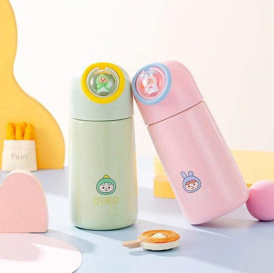 Cute Animal Water Bottle | Glass Insulated Vacuum Flask | 350ml