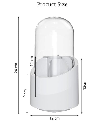 360° Rotating Makeup Brush Holder – Dustproof Organizer with Lid