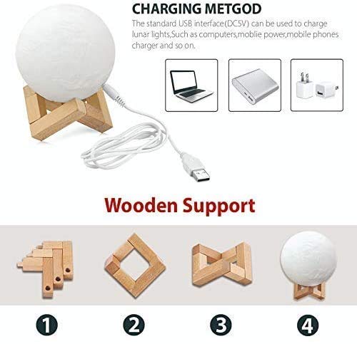 7 Colors Change Moon Lamp